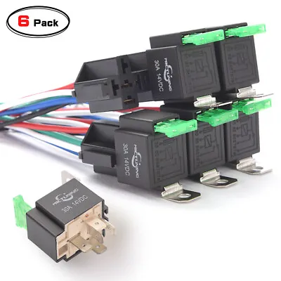 6x 5Pin 30Amp Fuse Relay Switch Harness 14AWG Wire For Automotive Car Boat RV US • $15.39