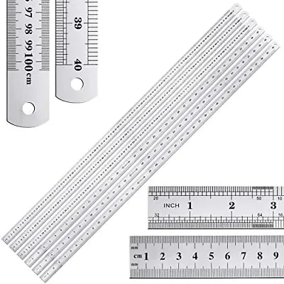 6 Pieces Large Stainless Steel Ruler Metal Yard Stick Rule Measuring 1 Meter 40  • $32.81
