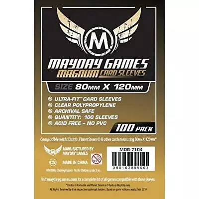 Mayday Games 80 X 120 Mm SLEEVES Magnum Ultra Fit Card Game (Gold) (US IMPORT) • £12.75