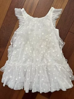 Catimini Toddler White Ruffle Mesh Dress 4T • $29.99