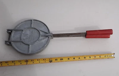 $32 • Buy Vintage Aluminum Metal 7 ”  Tortilla Maker Press Red Handle 