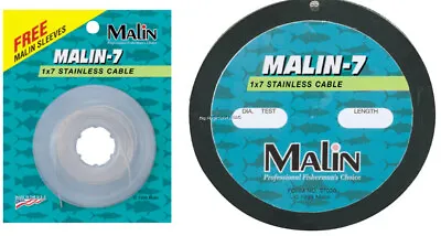 NEW! Malin PC40-300 7-Strand Stainless Wire Coffee 40lb 300' Spool 1x7 .016 Dia • $34.37