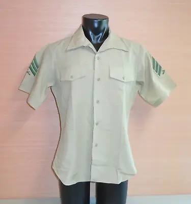 Marine Corps USMC Men's Khaki Charlie Quarter Length Dress Uniform Shirt 15-1/2 • $12.99