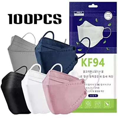 100Pcs KF94 Disposable Face Mask 4 Layers Protective 3D Fish Type Cover AU • $28.99