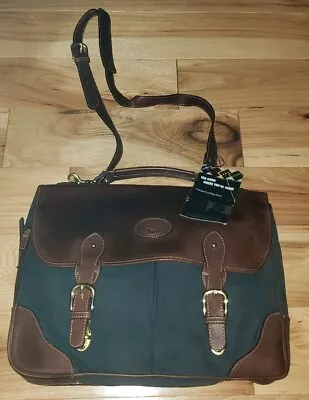 NWT FRANKLIN COVEY Canyonlands 16 Inch Twill Nylon Leather Briefcase $195 NEW • $119.99