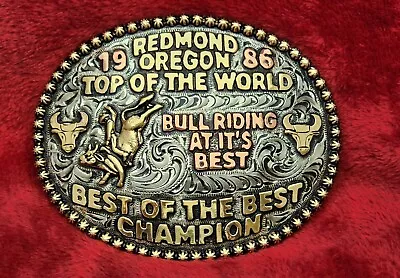 Pro Bull Riding Rodeo Champion Trophy Buckle☆redmond Oregon☆vintage☆1986☆#743 • $170