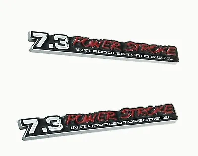 Pair Metal 7.3 Power Stroke Intercooled Turbo Diesel Emblem Badge Nameplate • $17.99