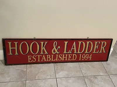 VTG Fireman Hook & Ladder Sign Big 48” Fire Department Theme Room 2-Sided • $115
