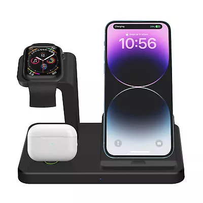 3in1 Charger Dock Fast Charging Station For Apple Watch 9 8 7 SE IPhone 14 13 • £12.49