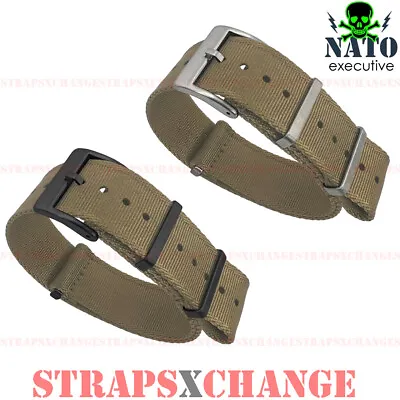Executive Premium NATO® OLIVE BROWN Edge Weave Military Divers Watch Strap Band • $33.95