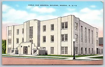 Mandan North Dakota~World War Memorial Building~Close Up~1930s Linen Postcard • $11