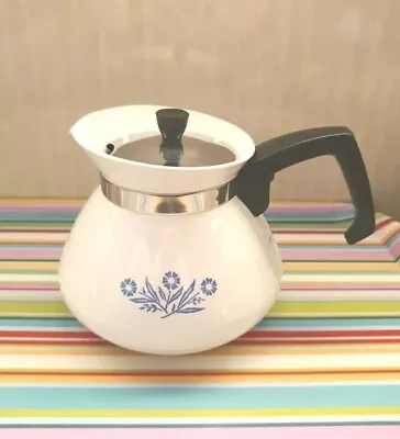 Vintage Corning Ware Cornflower Blue Stovetop 6 Cup Teapot Coffee Server W Lid • $29