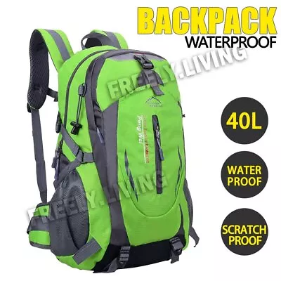 40L Hiking Camping Bag Green Waterproof Backpack Outdoor Travel Luggage Rucksack • $23.69