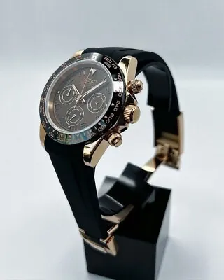 $297 • Buy RARE Seiko Watch Custom Rose Gold Daytona Quartz 40MM