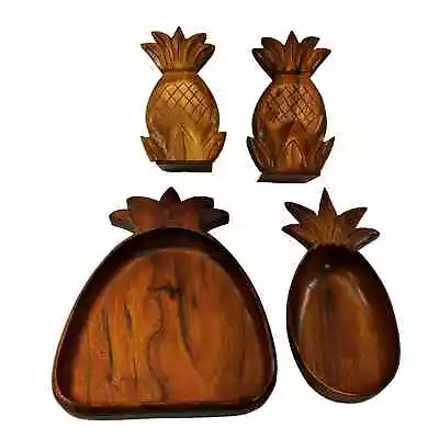 VTG Hawaiian House Of Monkeypod Blairs Trader Halls Koa Bowls Pineapple Bookends • $199