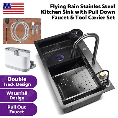 Flying Rain Stainles Steel Kitchen Sink With Pull Down Faucet & Tool Carrier/US • $186
