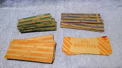 Vintage Lot Of (35) Coin Wrappers / 10 Nickels 10 Dimes & 15 Quarters • $3.75