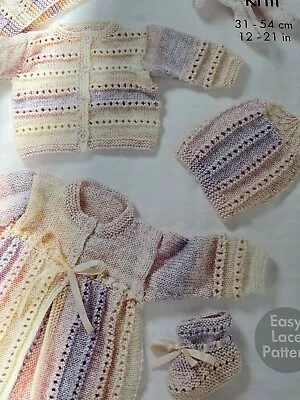 Baby Easy Cardigan JacketHat & Boots Dk Knitting Pattern 12”-21” • £1.95
