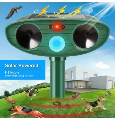 Cat Repellent Solar Powered Waterproof Animal Deterrant Ultrasonic Motion Farm • £13.99