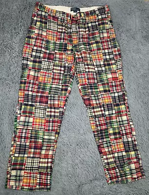 Polo Ralph Lauren Mens Pants Patchwork Size 40/32 Vintage Madras Plaid Cotton • $44.95