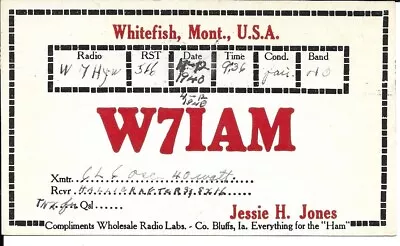 QSL 1940 Whitefish Montana       Radio Card • $6.02