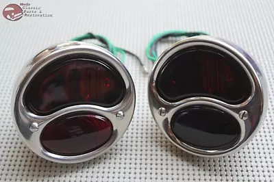 Left Right Hand Model A Tail Lamp Light Assembly Set Stainless Steel Stop Lens • $154.12