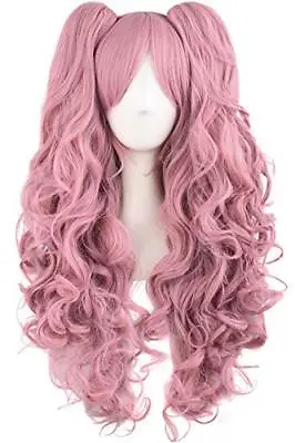 Lolita Long Curly Clip On Ponytails Cosplay Wig (Rouge Pink) • £23.99