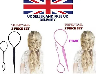 Topsy Tail Hair Braid Ponytail Maker Styling Tool Hair Accessories 2pcs UK Set • £2.89