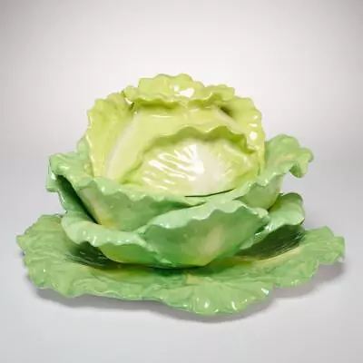 Mottahedeh Large Green Lettuce Tureen W Stand Underplate Liner Chatsworth Repro • $350