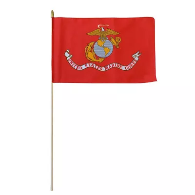 US Marine Corps USMC EGA 12 X18  Polyester Wooden Stick Flag Officially Licensed • $12.88