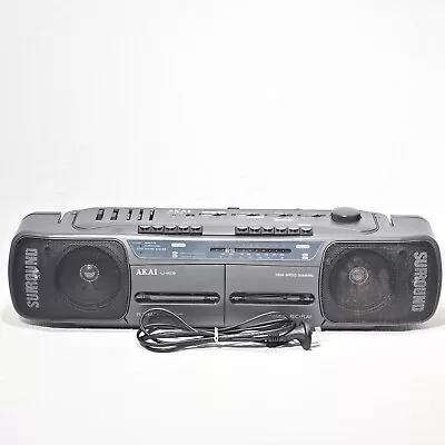 Retro AKAI AJ-W239 Stereo FM/AM Radio Dual Tape Cassette Dubbing Boombox • $50.48