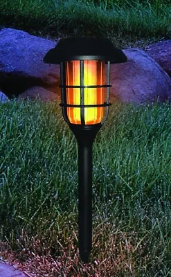 Lot Of 5 NEW ALPINE LED SOLAR TORCH STAKES PATHWAY LIGHT WITH FLAME MOTION • $47.99