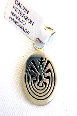 NWT Navajo Calvin Peterson Man-in-the-Maze Overlay Pendant  925 Sterling Silver • $97