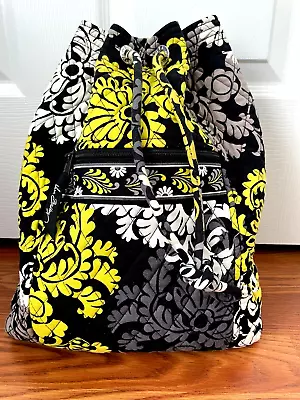 Vera Bradley Retired Pattern Baroque Black Yellow & White Drawstring Backpack • $14.99