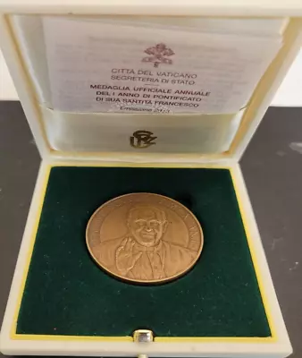 VATICAN Annual Papal Medal 2013 Bronze Mint  Year 1  Pope Francis Pontificate • $225