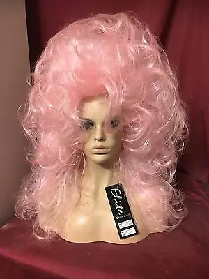 Sin City Wigs Baby Pink Long Big Teased Flowing Waves Curly Volume Fierce Queens • $109.99