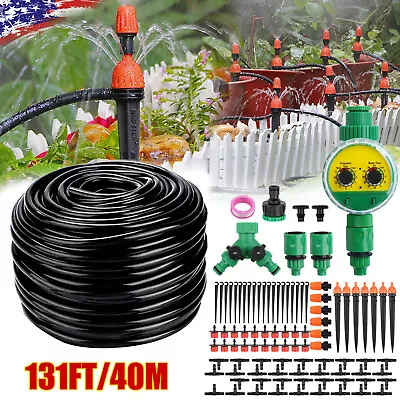 130ft Drip Irrigation System Plant Timer Self Garden Watering Hose Spray Kit USA • $16.99