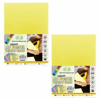 (Pack Of 2) A4 Plain Pastel Yellow Cards 160gsm Sheets For Crafting Card Making • £9.79