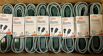 HDX 10 Ft. 16-Gauge/2 Green Braided Extension Cord Indoor Use 3 Outlets • $7.99