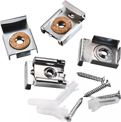 2 Sets (8 Pieces) Spring Loaded Mirror Hanger Clips Set Unframed Mirror Mount C • £12.32