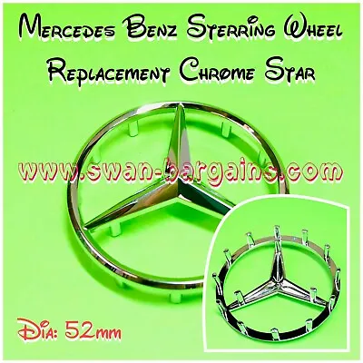 Mercedes Benz 52mm Steering Wheel Star Replacement Logo Silver Chrome Emblem • $20