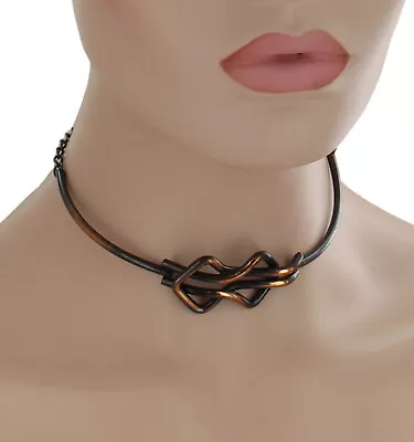 Abstract Modernist Copper Adjustable Choker Necklace For Women 12-18  Vintage • $11.19