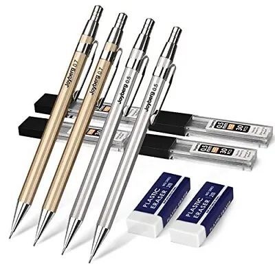 4 Pack Metal Mechanical Pencil 0.5mm 0.7mm Lead Pencil With 30 HB Lead Refills • $8.49