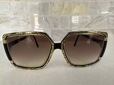 Ted Lapidus Paris 80’s Sunglasses Model 1508 Gold Marbled Black Oversized • $175