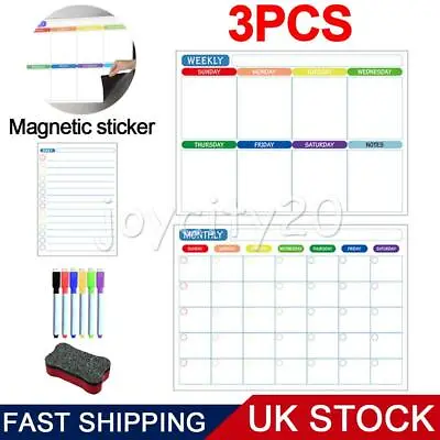 Daily Monthly Weekly Menu Planner Magnetic Fridge Meal Plan Whiteboard Calendar • £15.71