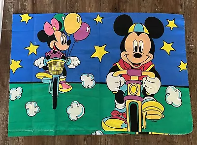 Vintage Disney Mickey Mouse And Minnie Mouse Bicycles Pillow Case • $15