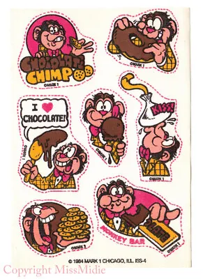 Vintage 80's Mark 1 CHOCOLATE Scratch N Sniff Monkeys Iron On Patches Sheet • $0.99