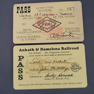 Model Railroad Club Train Pass Tickets New Mexico Lot Of 2 Vintage 1980s • $10