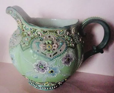 ANTIQUE HAND-PAINTED NIPPON MORIAGE  PITCHER/VASE  19th CENTURY • $60
