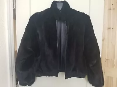 MINK/ LEATHER REVERSIBLE BOMBER STYLE JACKET  SIZE M *EXCELLENT Women' • $399